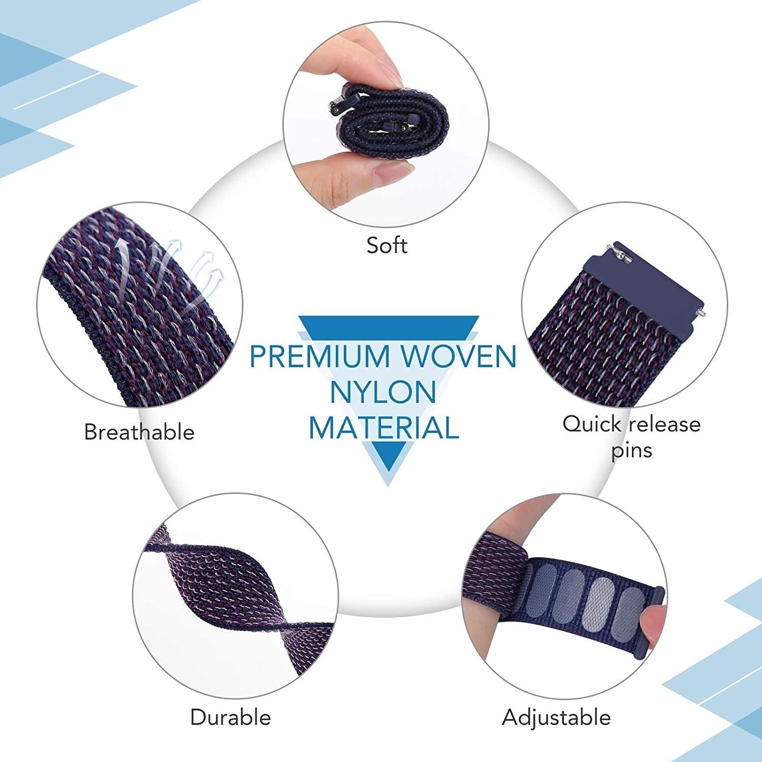 Coros Pace 3 Nylon Strap (Purple/Blue)