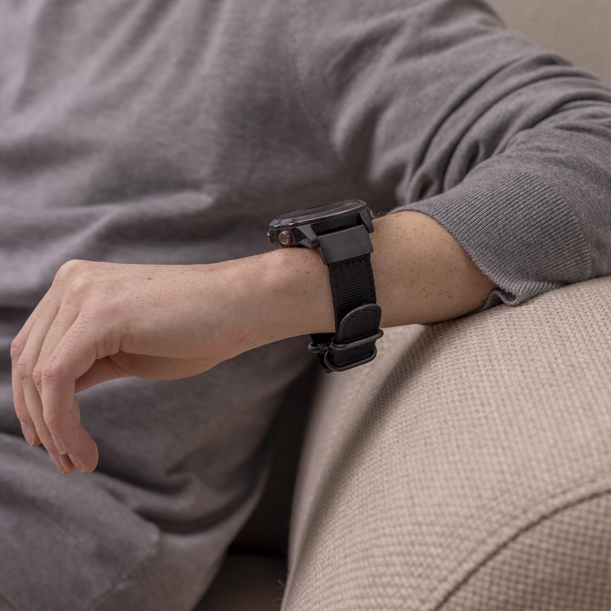 Garmin Fenix 5x/6x Nylonarmband mit Schnallenverschluss (Schwarz)