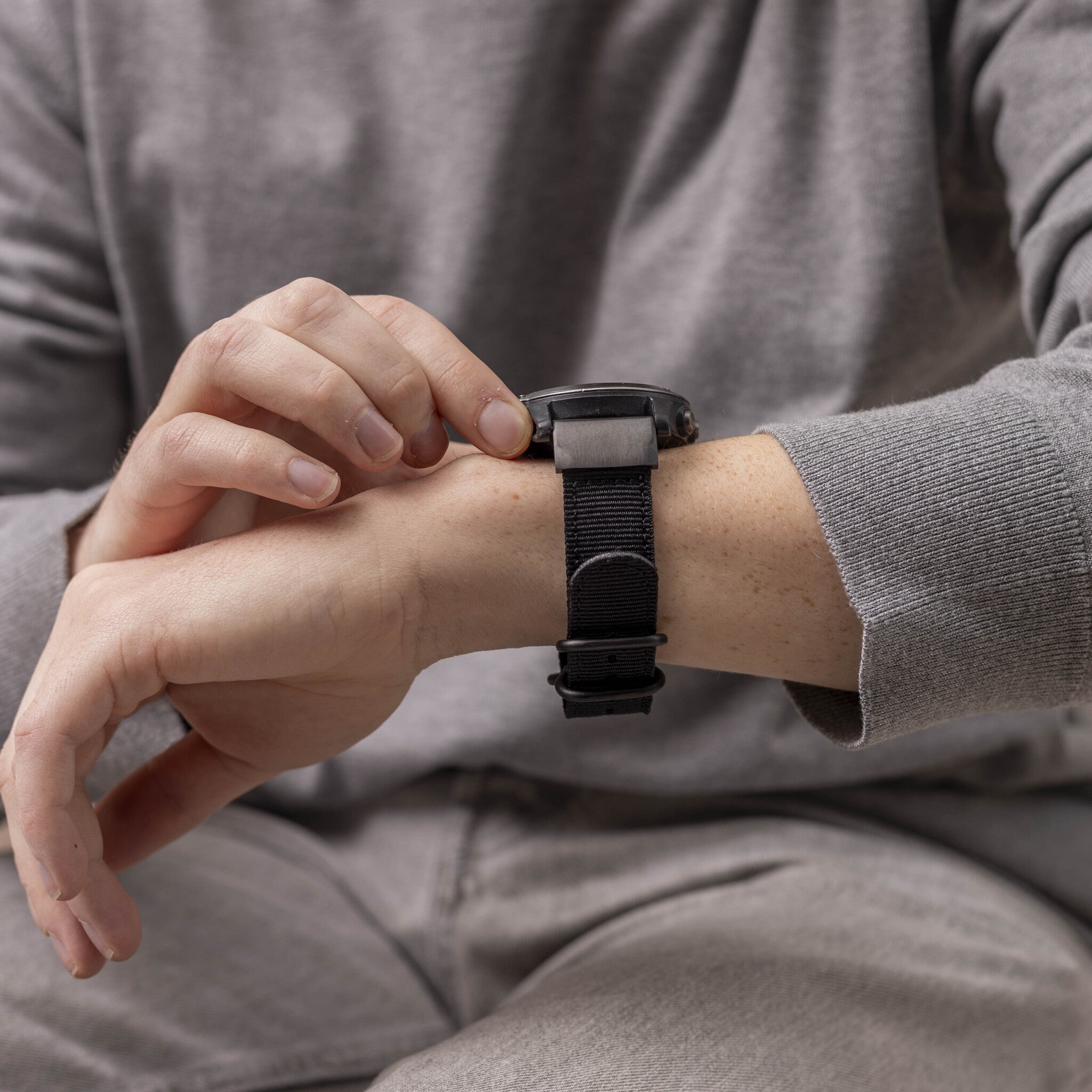 Garmin Fenix 5x/6x Nylonarmband mit Schnallenverschluss (Schwarz)