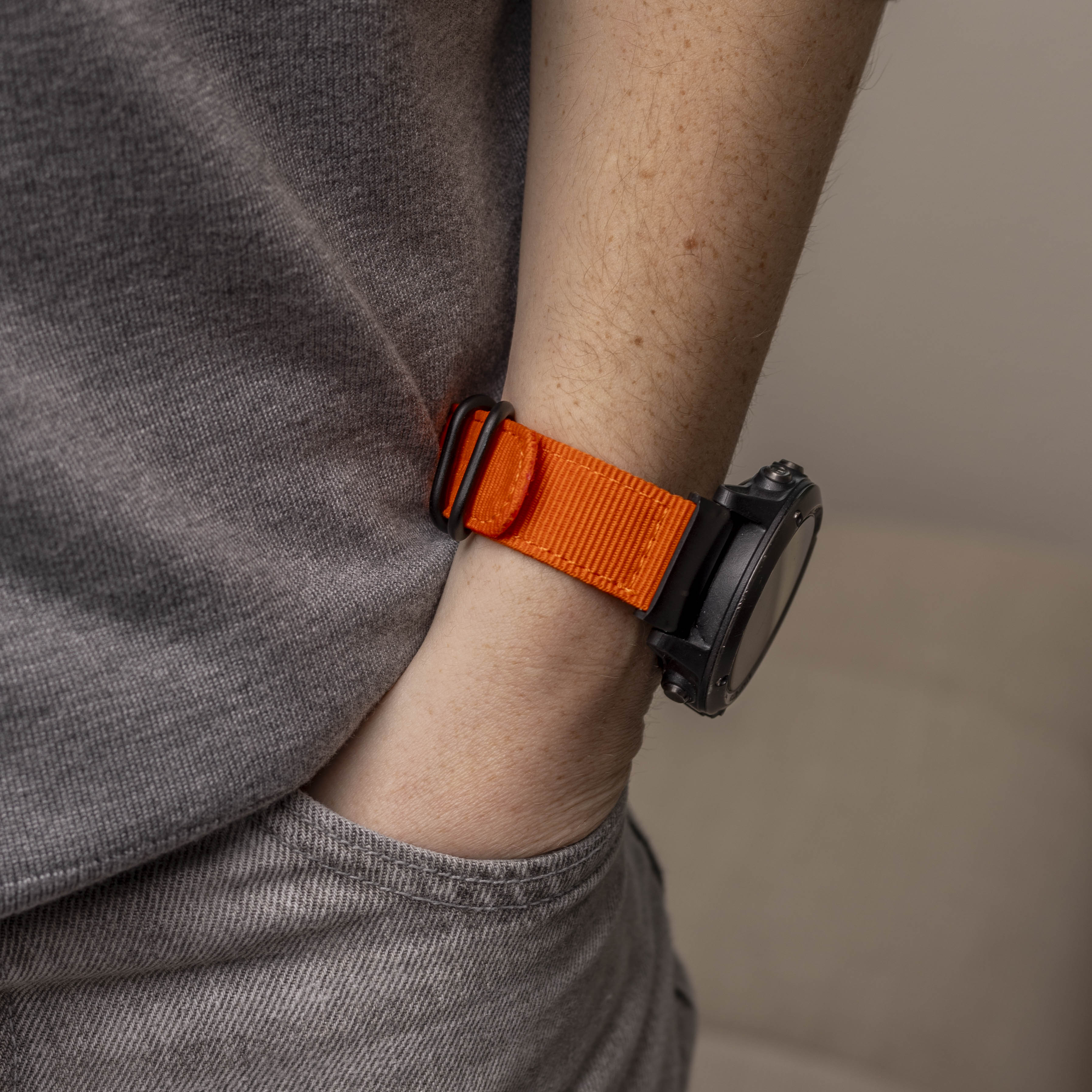 Garmin Quatix 3 / 6x / 7x Solar Buckled Nylon Strap (Orange)