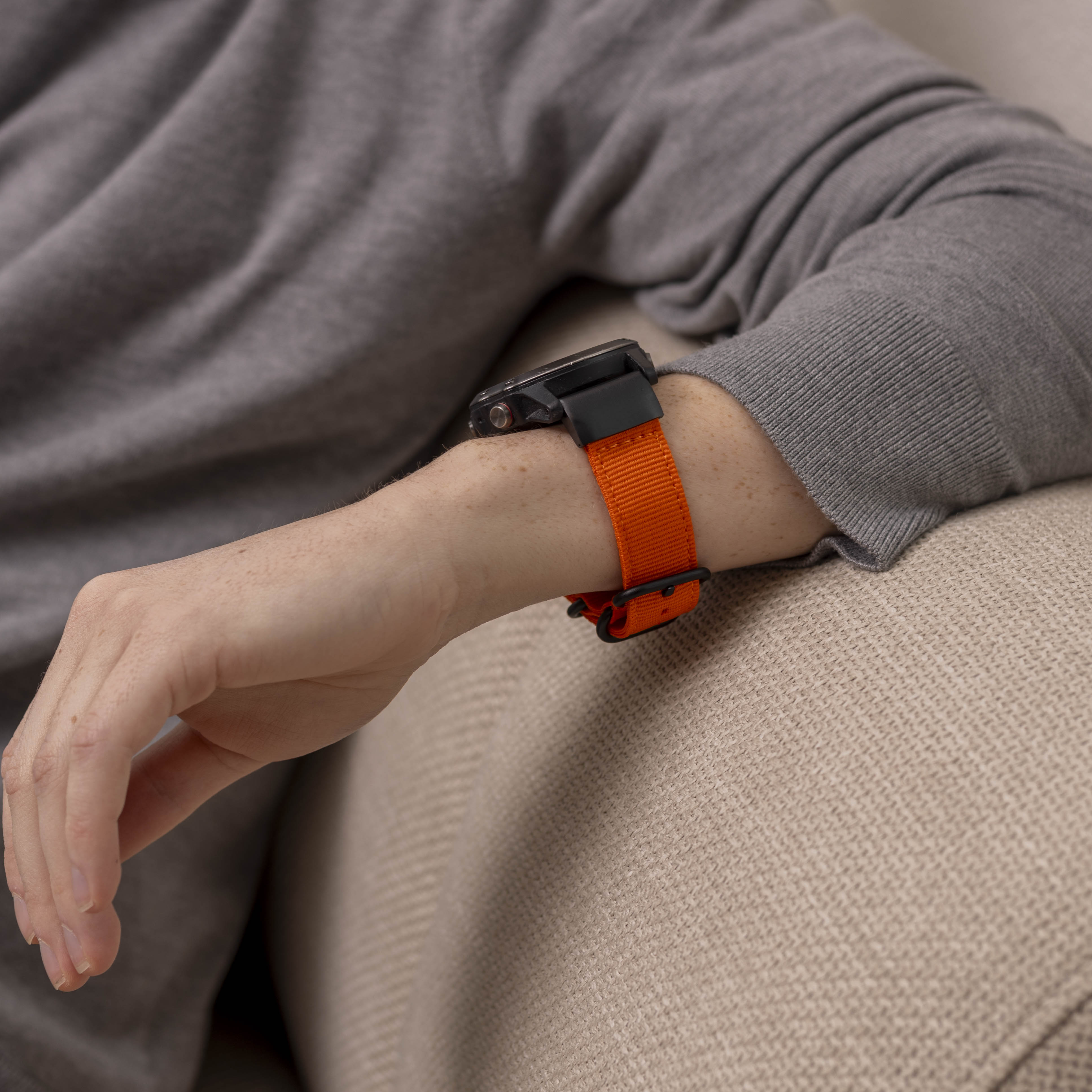 Garmin Quatix 3 / 6x / 7x Solar Buckled Nylon Strap (Orange)
