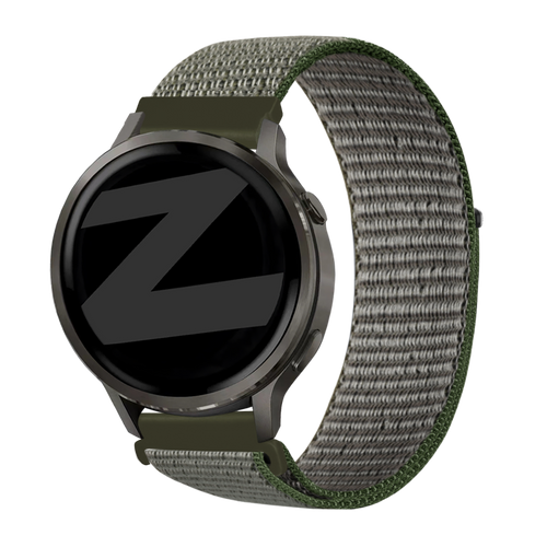 Bandz Garmin Bounce 2 Nylon Loop Armband (Olivgrün)