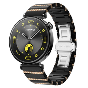 Huawei Watch 5 - 42mm 'One Bead' Keramik Armband (Schwarz/Roségold)