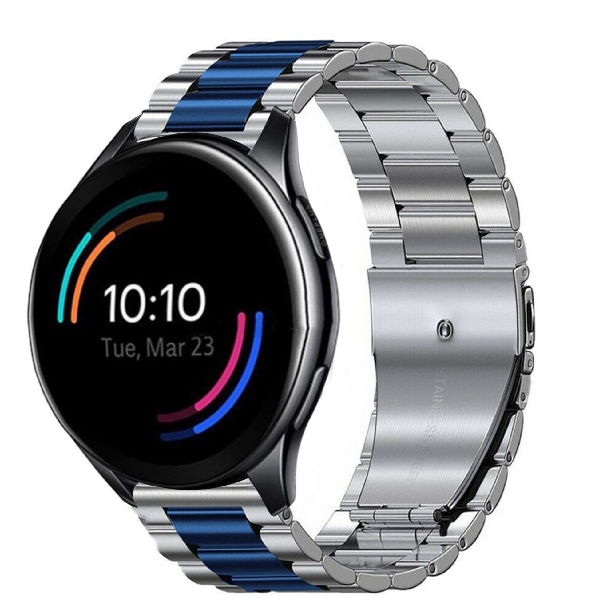 oneplus-watch-stalen-band-zilver-blauw