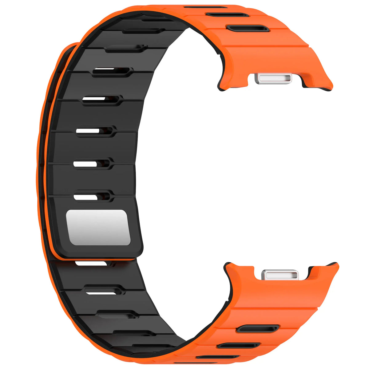 Samsung Galaxy Watch 8 - 44mm magnetisch siliconen bandje (oranje/zwart)