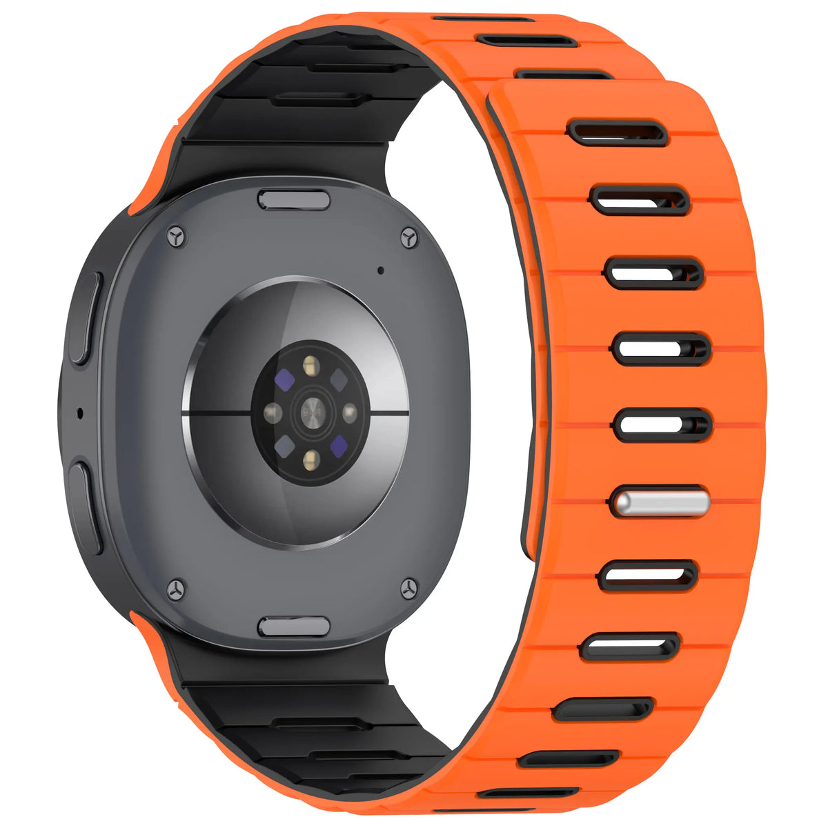 Samsung Galaxy Watch 8 - 40mm magnetisch siliconen bandje (oranje/zwart)