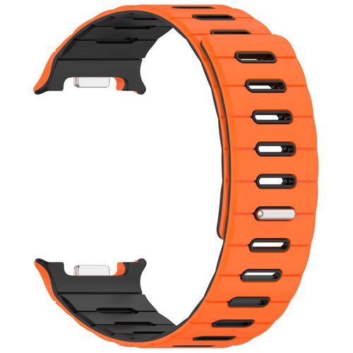 Samsung Galaxy Watch 9 - 44mm Magnetisches Silikonband (Orange/Schwarz)