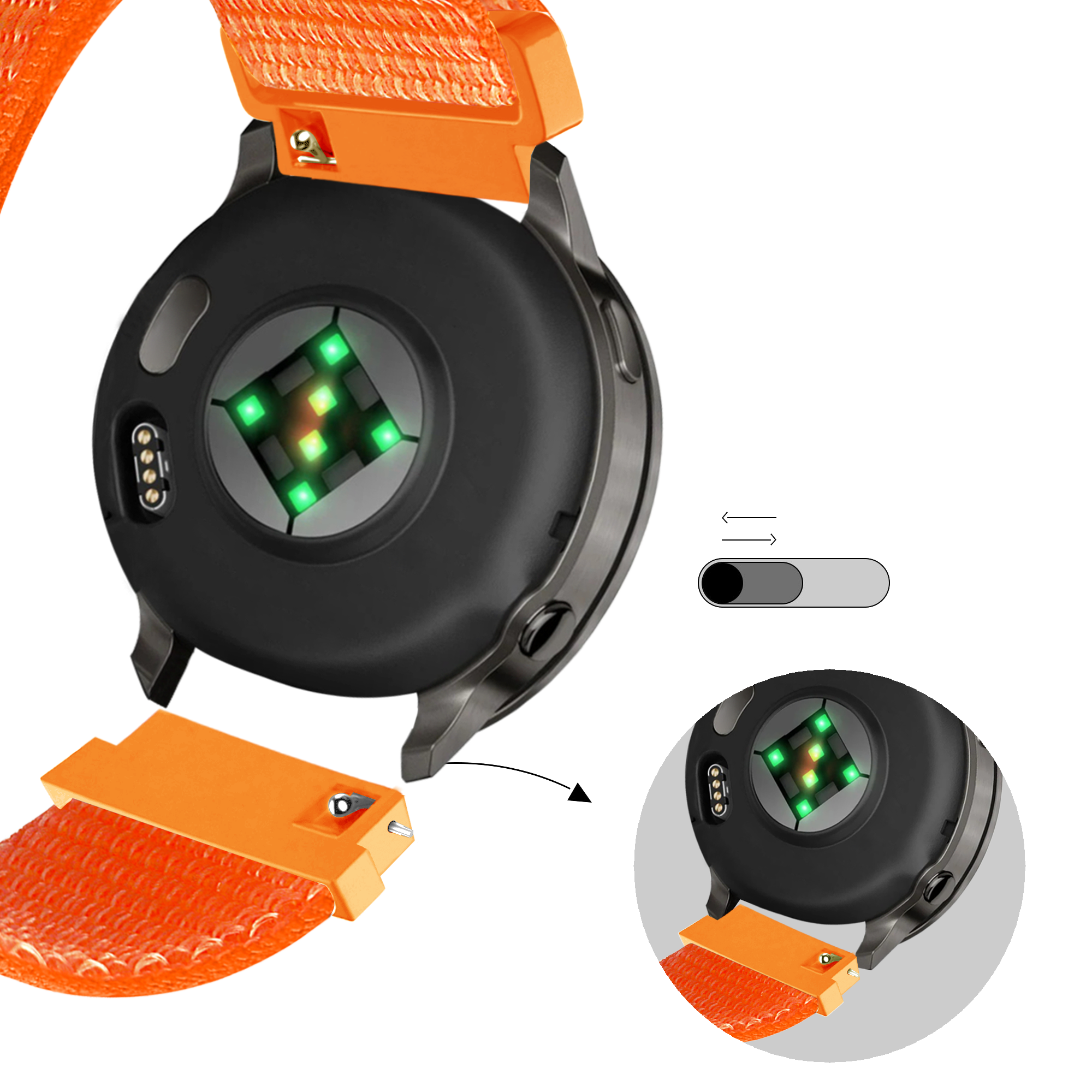 Bandz Garmin Forerunner 570 - 47mm Nylon Loop Strap (Orange)