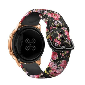 Watch Strap 20mm Silicone - Quick Release (Bright Pink Flower)