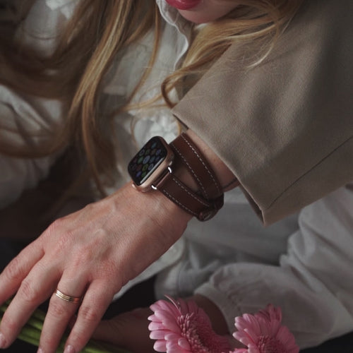 Correa cuero Double Tour Apple Watch (marrón)