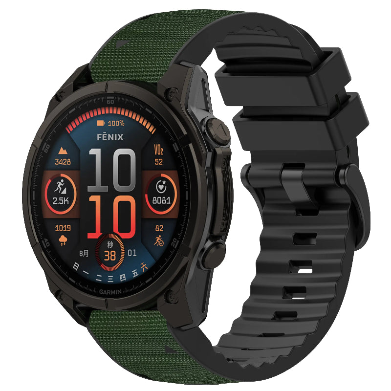 Garmin Quatix 3/6x/7x Hybrid Nylon Strap (Army Green)