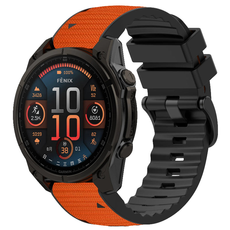 Garmin Quatix 3/6x/7x Hybrid Nylon Strap (Orange)