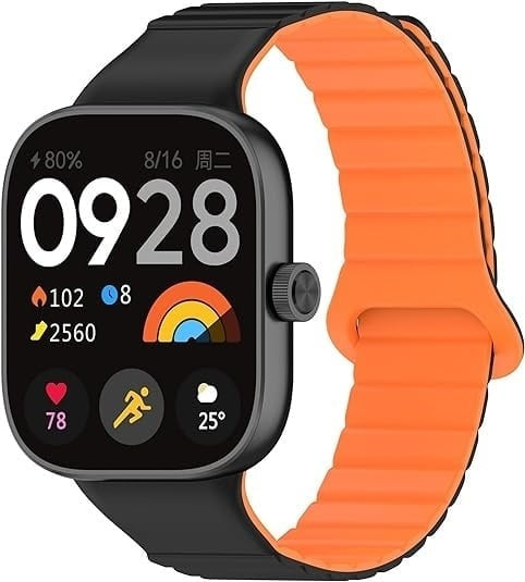 Correa silicona magnética Xiaomi Smart Band 8 Pro (negro/naranja)