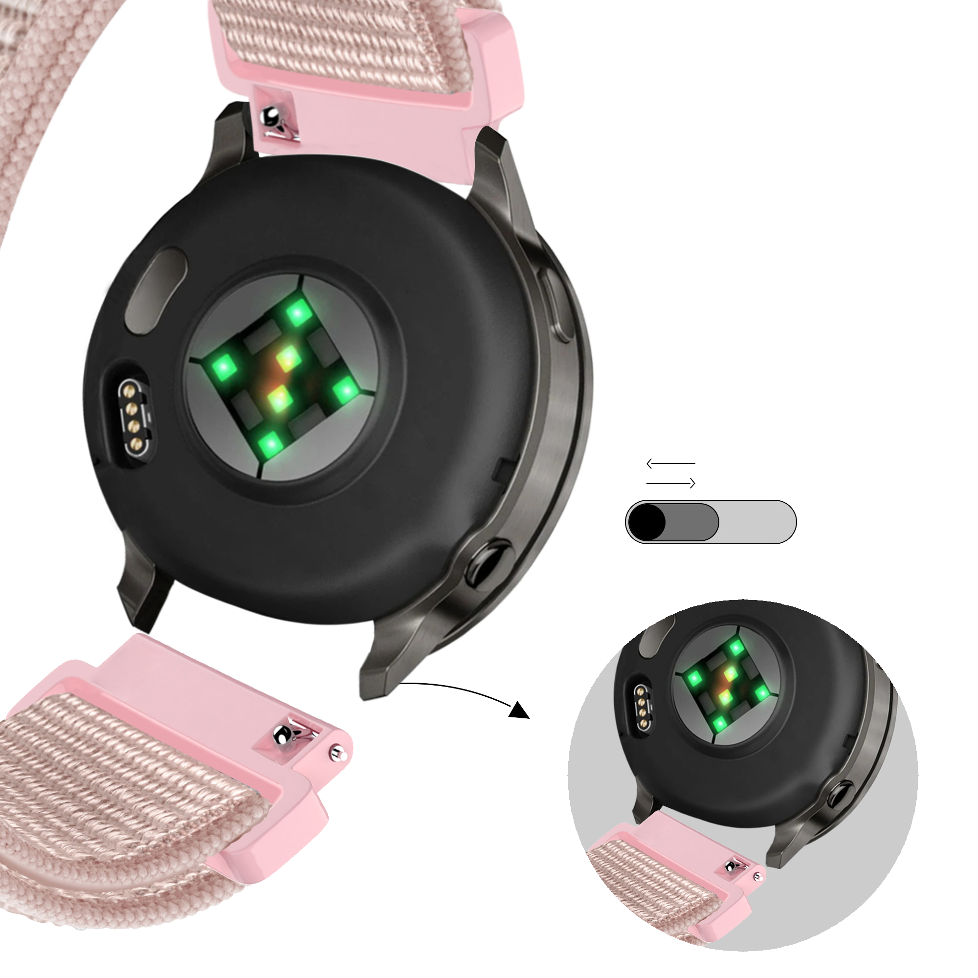 Bandz Correa nylon Loop Garmin Vivoactive 4s (rosa dorado)