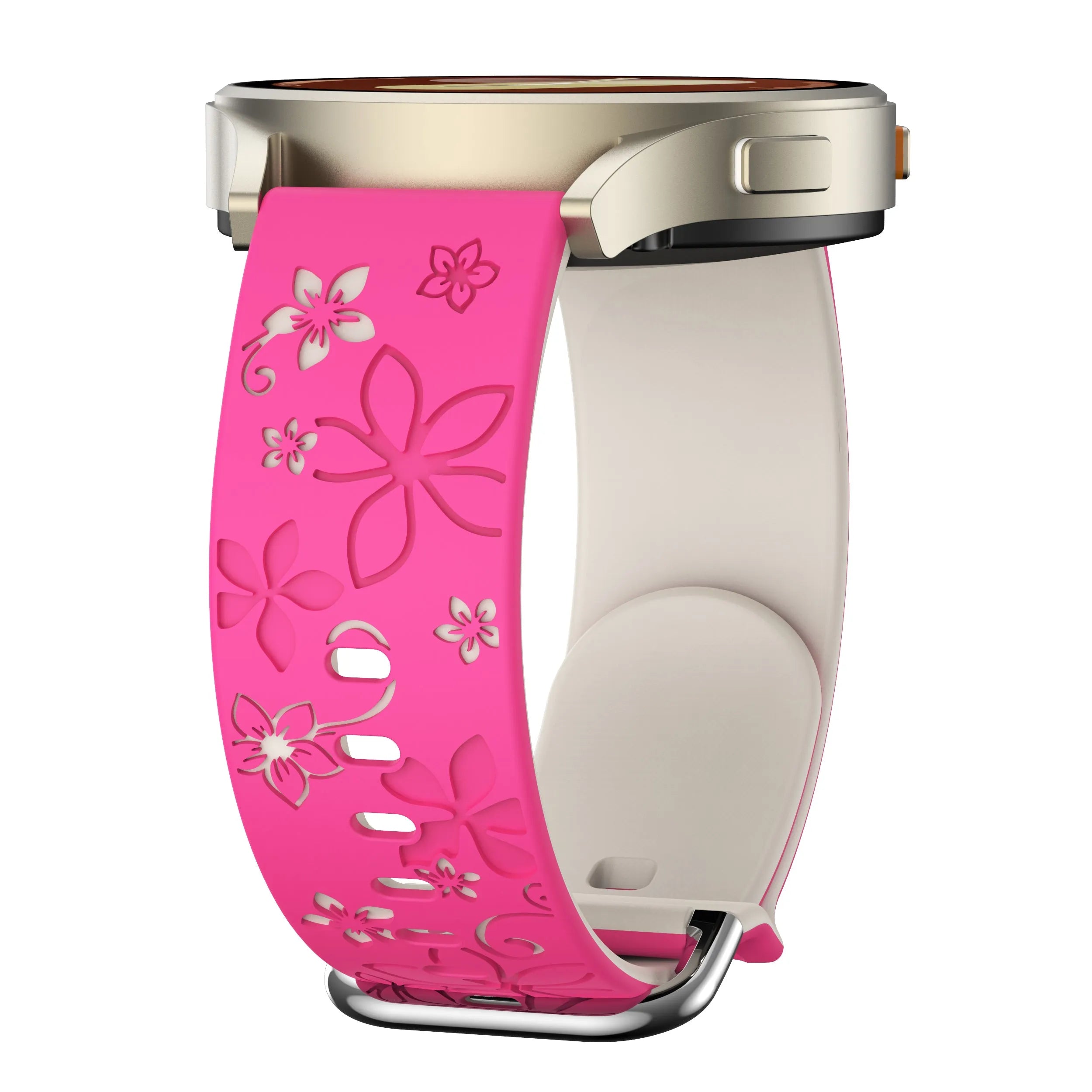 Coros Apex 42mm Flower Silicone Strap (Bright Pink/Starlight)