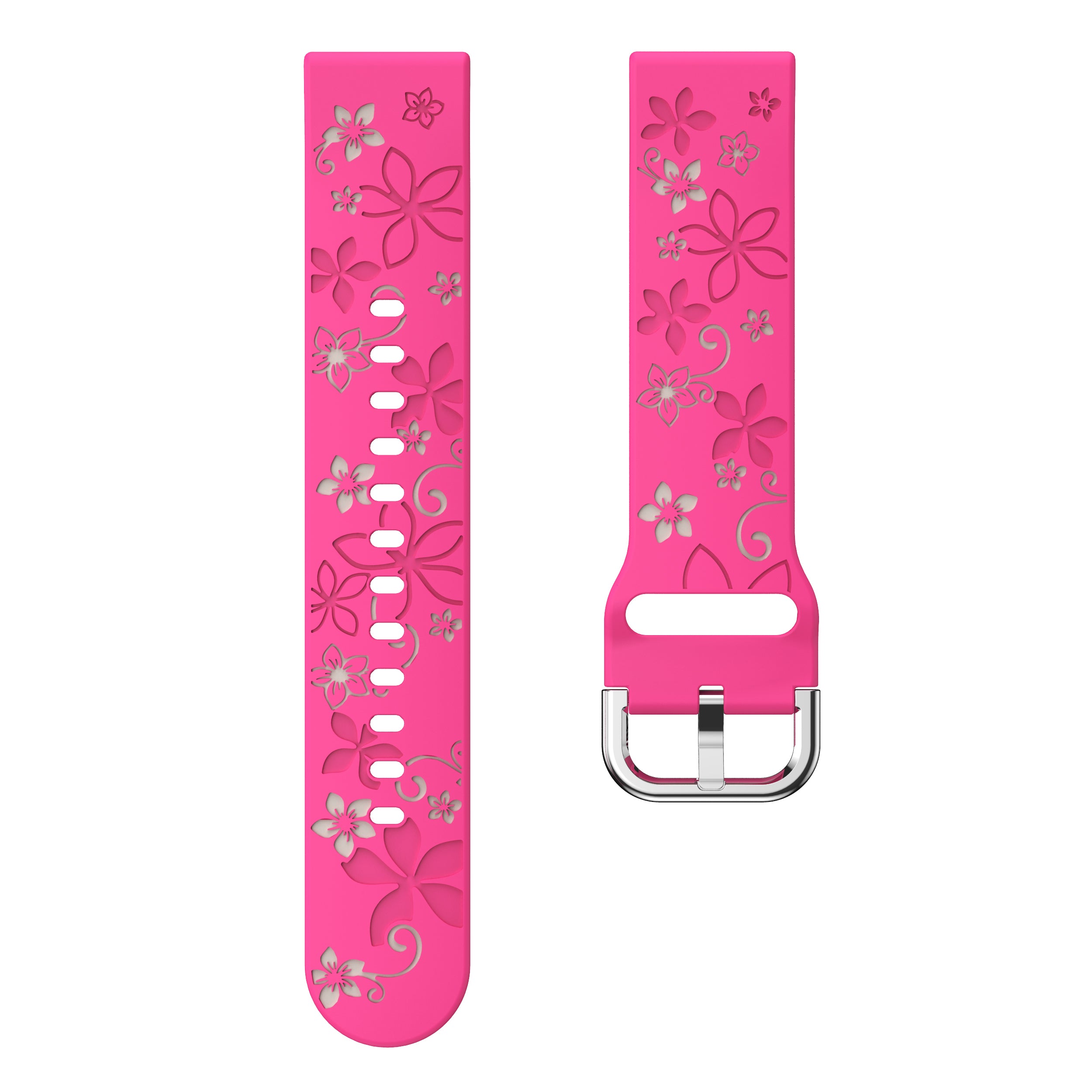 Samsung Galaxy Watch FE Flower Silicone Strap (Bright Pink/Starlight)