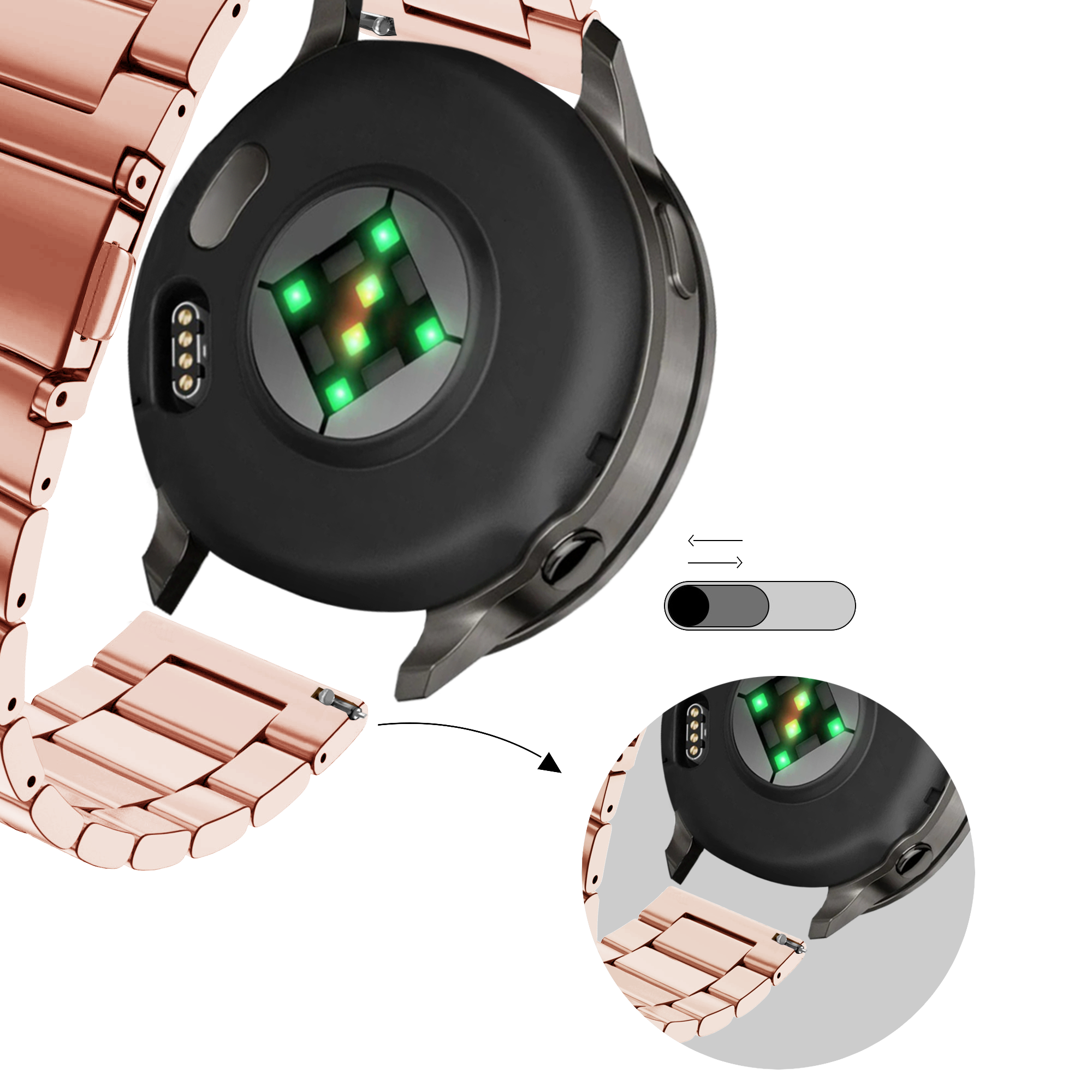 Bandz Correa acero 'Classic' Garmin Venu SQ (rosa)