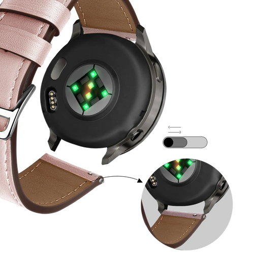 Bandz Garmin Forerunner 265s Leather Strap 'Deluxe' (Pink)