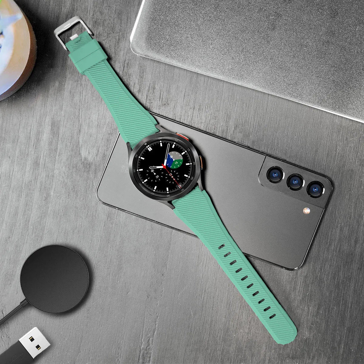 Coros Pace 2 Twill Silicone Strap (Aqua)