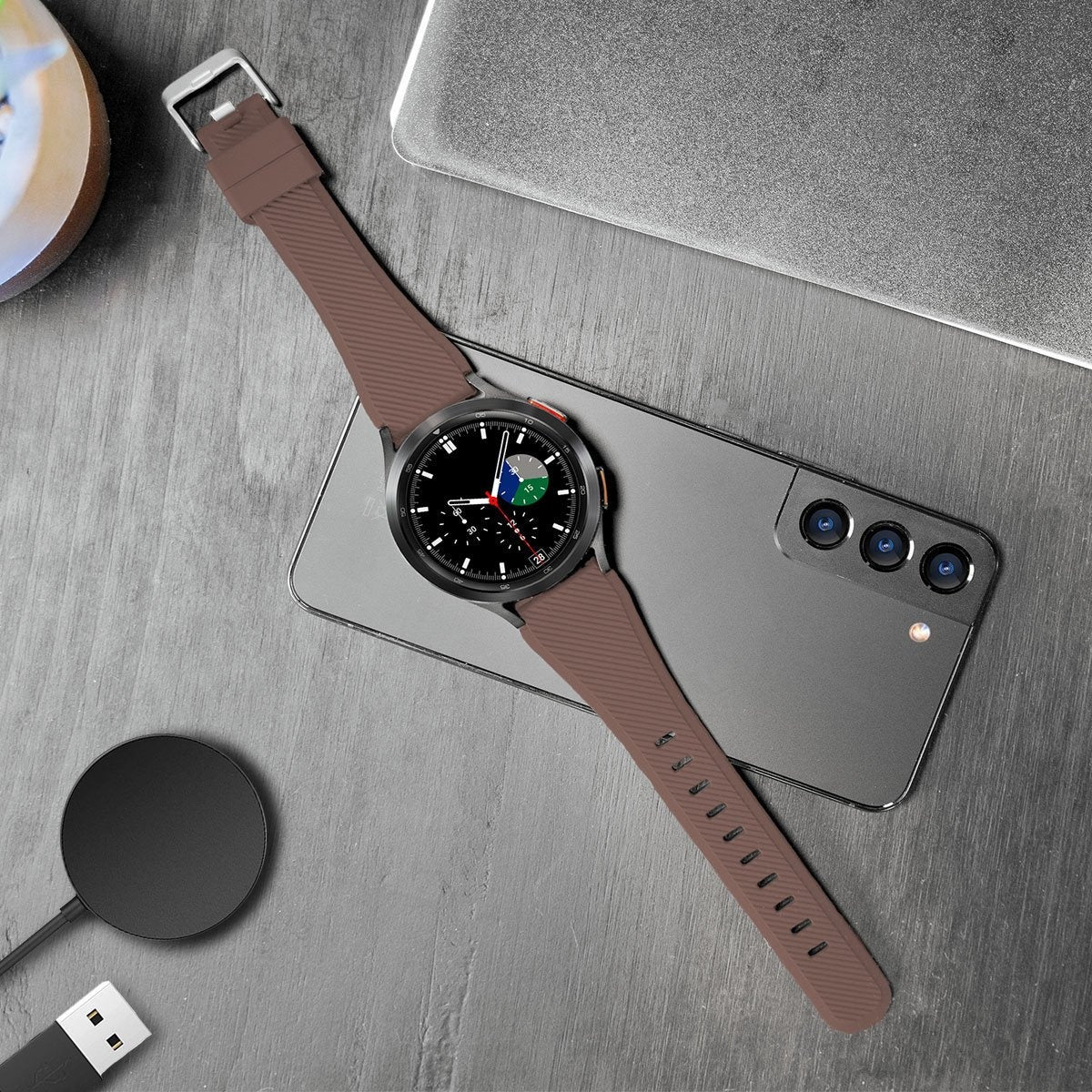 samsung-galaxy-watch-bandje-bruin-siliconen