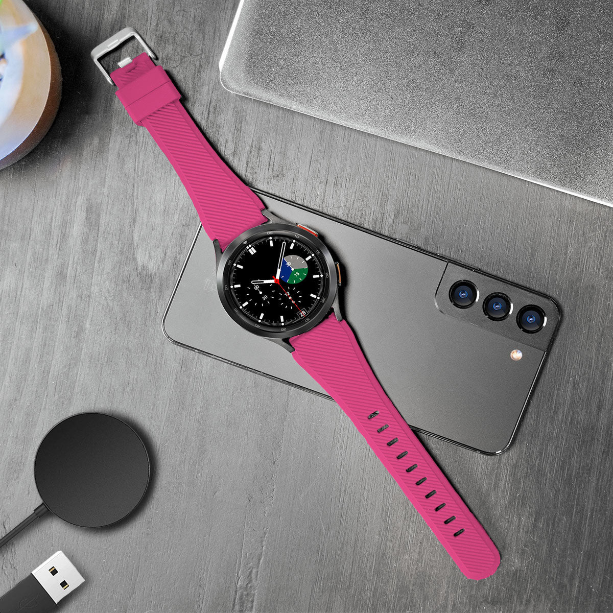 samsung-galaxy-watch-bandje-knalroze-siliconen