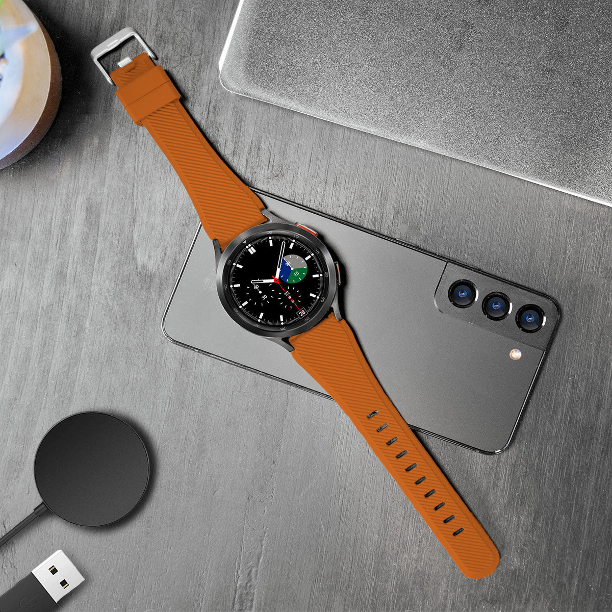 samsung-galaxy-watch-bandje-oranje-siliconen