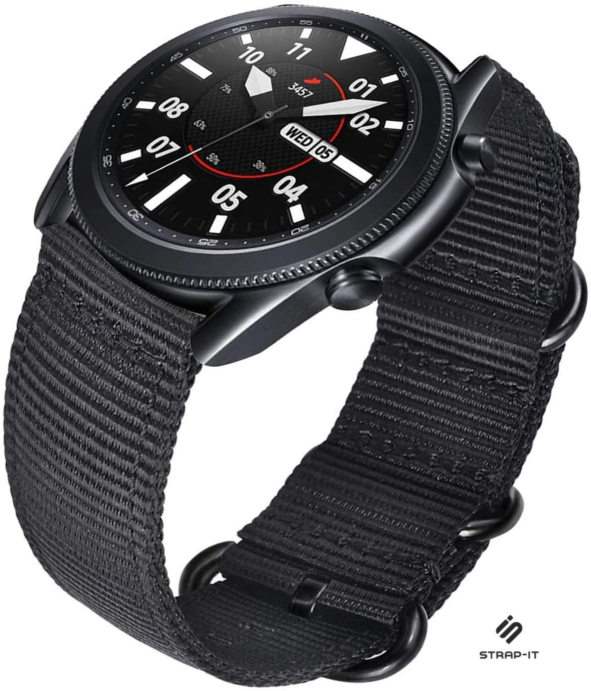 Samsung Galaxy Watch 3 45mm Nylon schnallenband (Schwarz)
