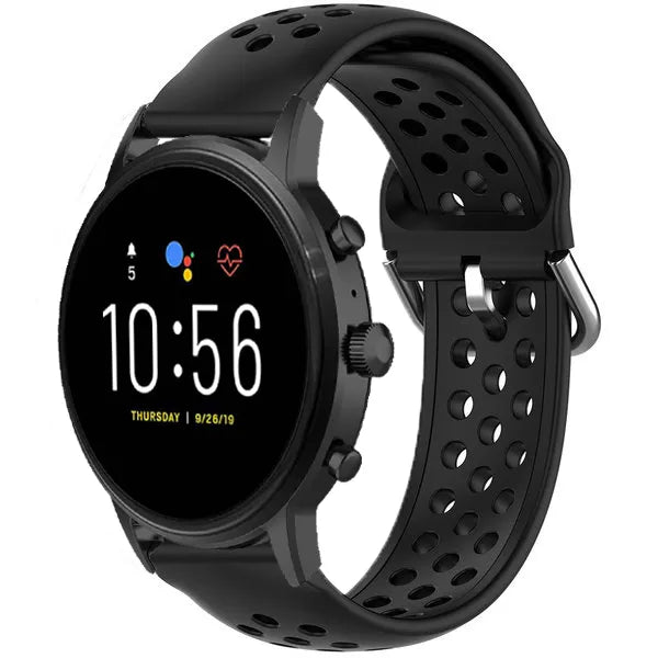 Fossil Gen 4 Explorist (HR) siliconen bandje met gaatjes (zwart)
