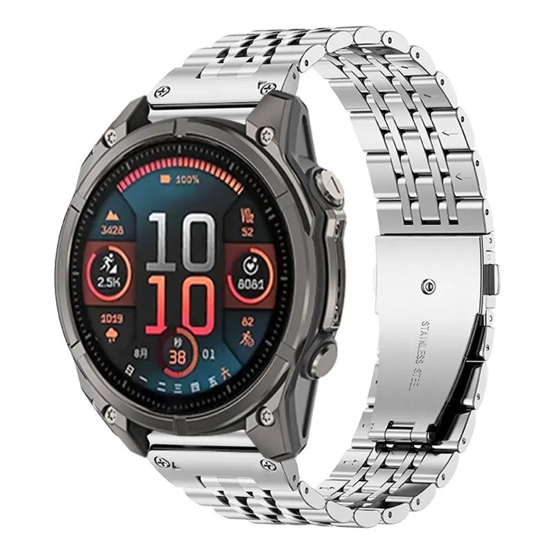 Garmin Instinct 2 Premium '7 bead' Steel Strap (Silver)