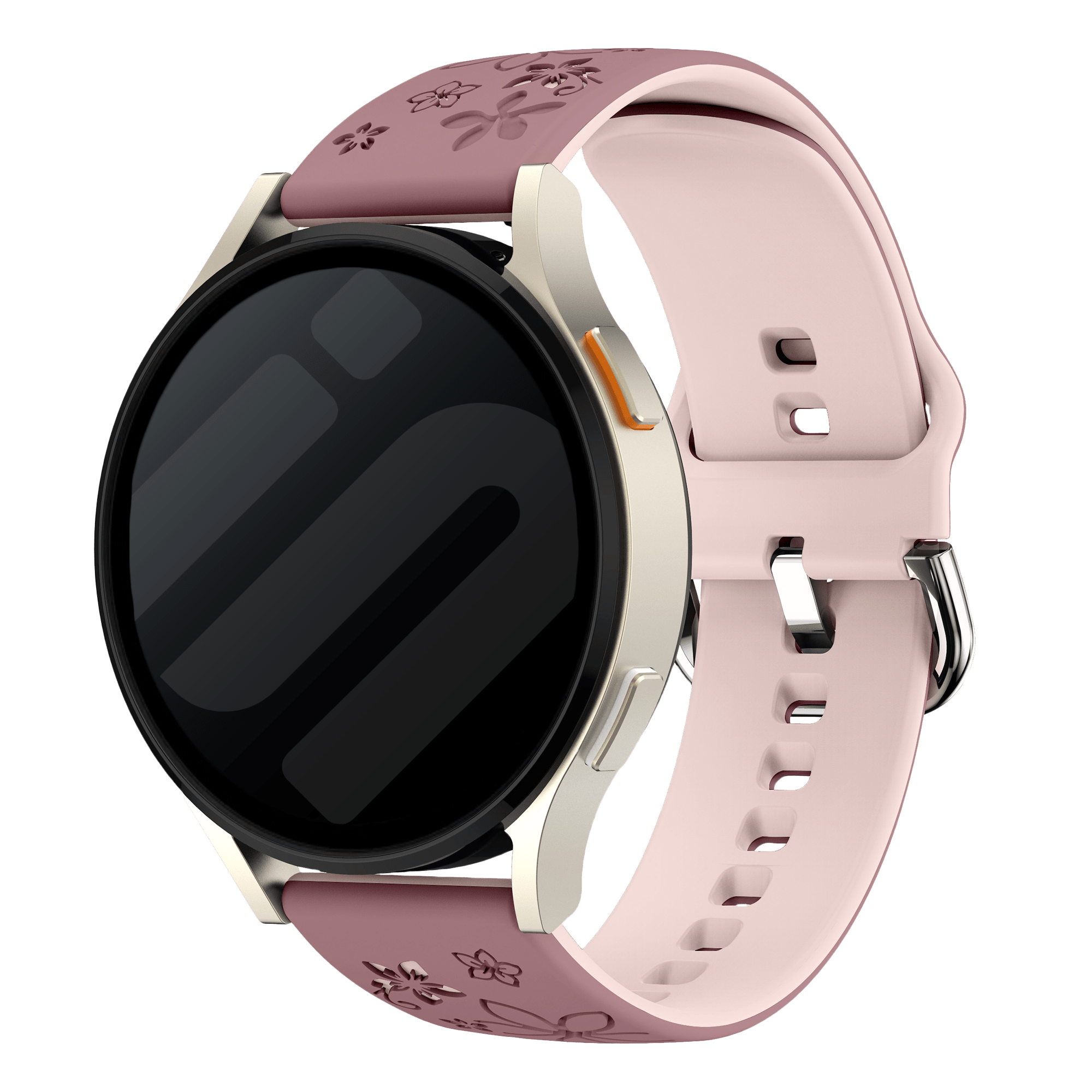 Samsung Galaxy Watch FE Flower Silicone Strap (Smoke Purple/Light Pink)