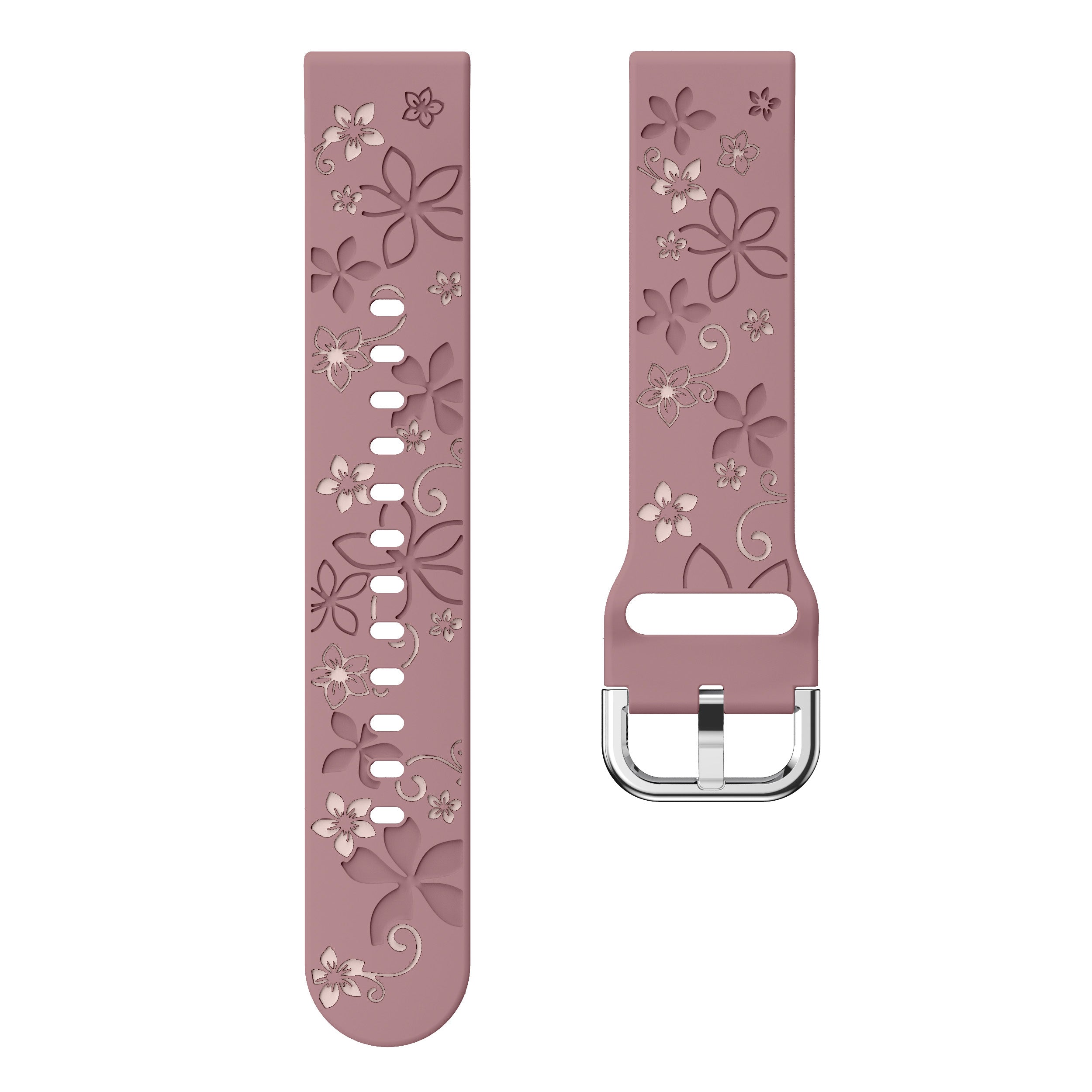 Samsung Galaxy Watch FE Flower Silicone Strap (Smoke Purple/Light Pink)