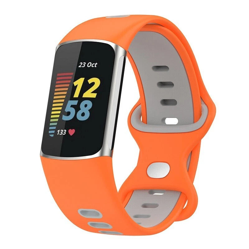 Correa deportiva Fitbit Charge 6 (naranja/gris)