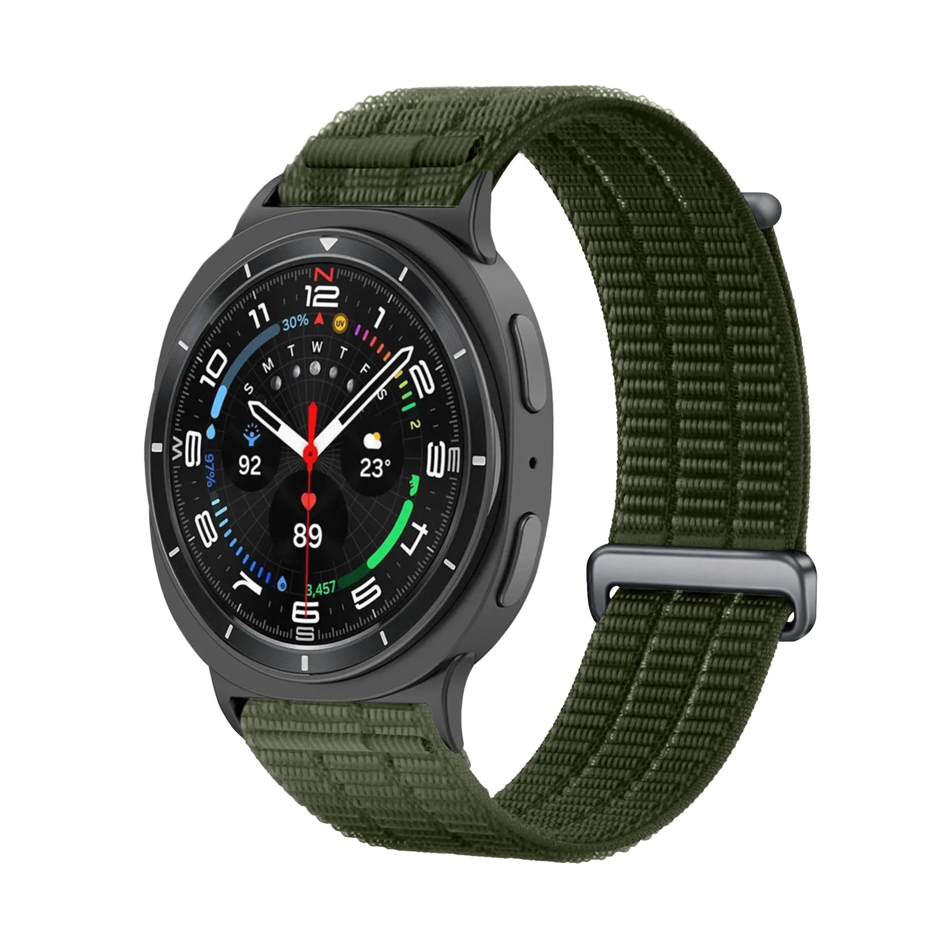 Samsung Galaxy Watch 8 - 44mm Nylon Air Armband (Dunkelgrün)