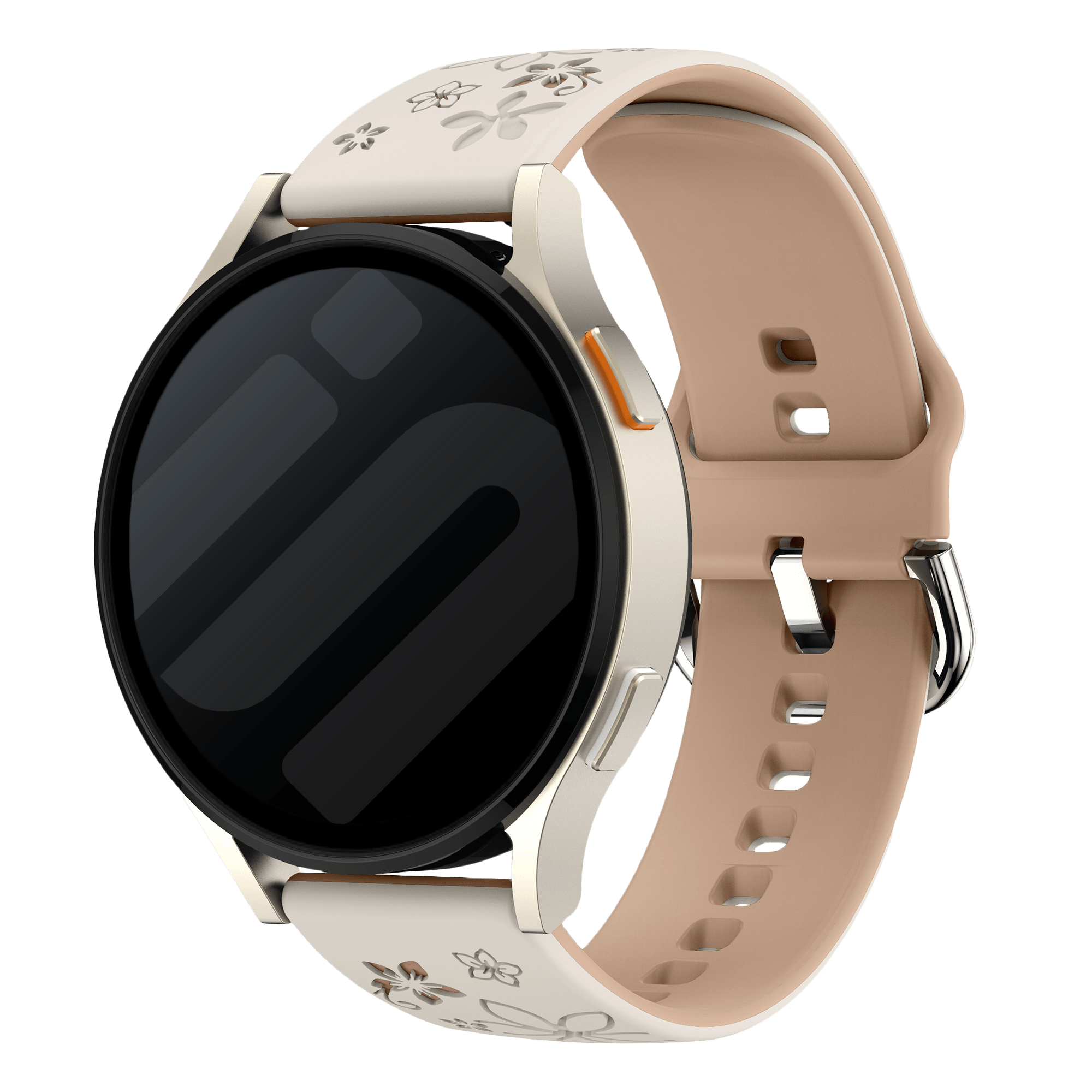 Samsung Galaxy Watch FE Flower Silicone Strap (Starlight/Beige)