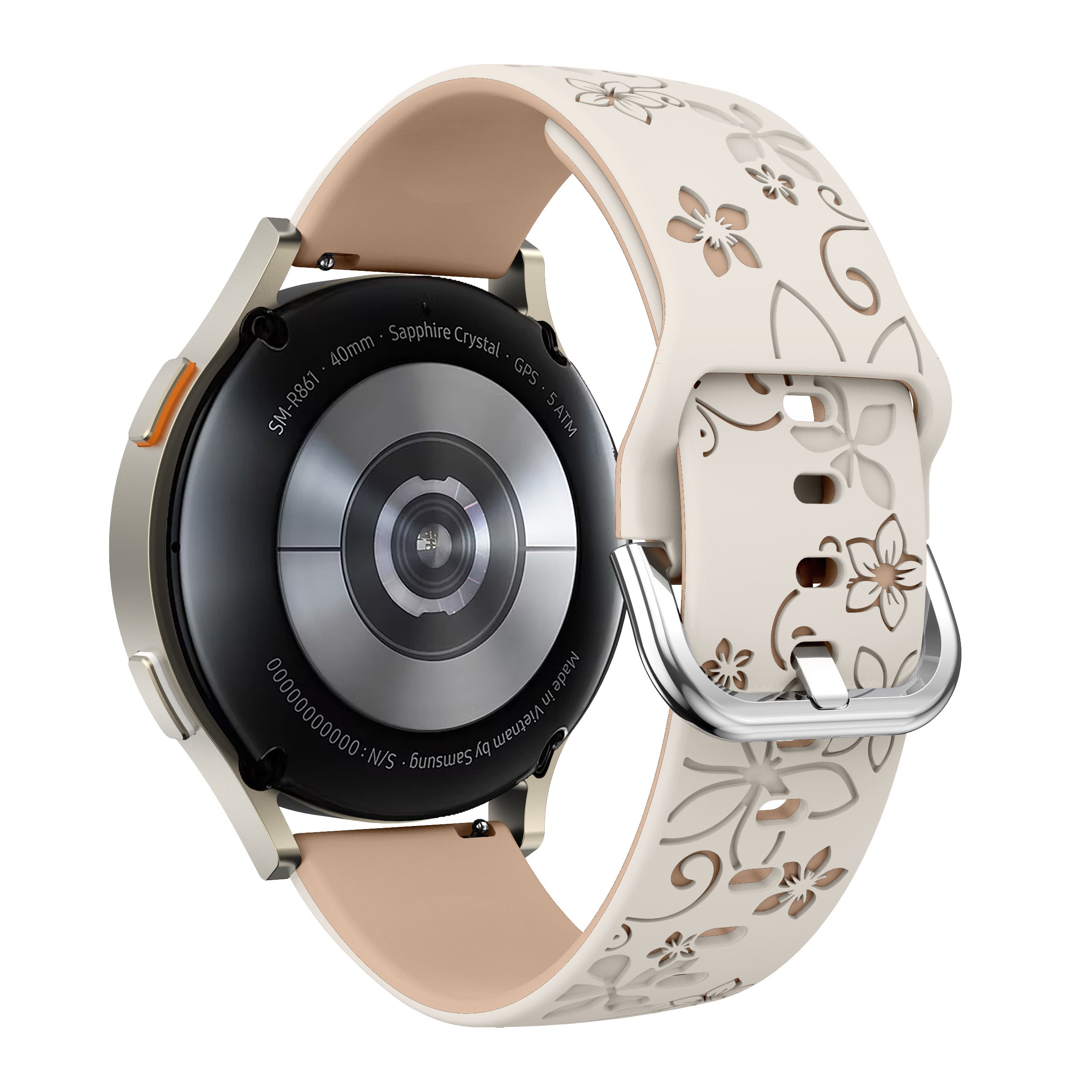 Samsung Galaxy Watch FE Flower Silicone Strap (Starlight/Beige)