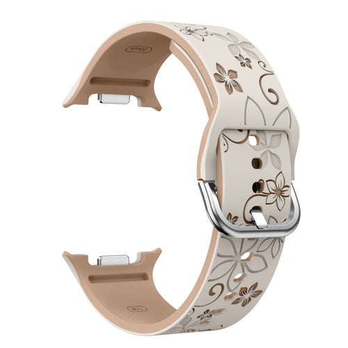 Samsung Galaxy Watch 8 - 44mm flower silicone band (sterrenlicht/beige)