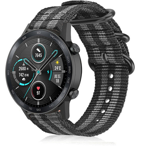Honor Magic Watch 2 Nylonarmband mit Schnallenverschluss (Schwarz/Grau)