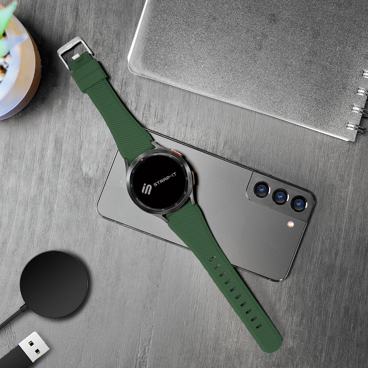 Correa silicona sarga Suunto Race 2 (verde oscuro)