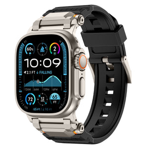 Apple Watch 'Adventurer' siliconen band (zwart met titanium)