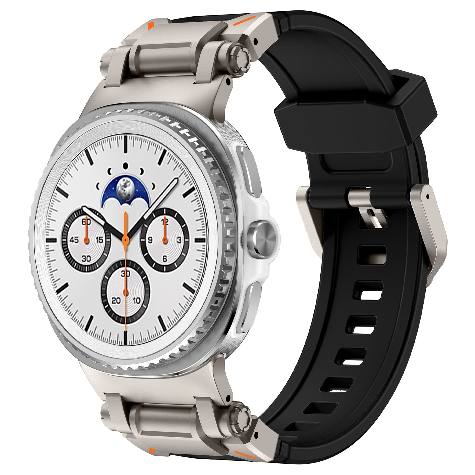 Samsung Galaxy Watch 8 Classic 'Explorer' Silikonarmband (Schwarz mit Titan)