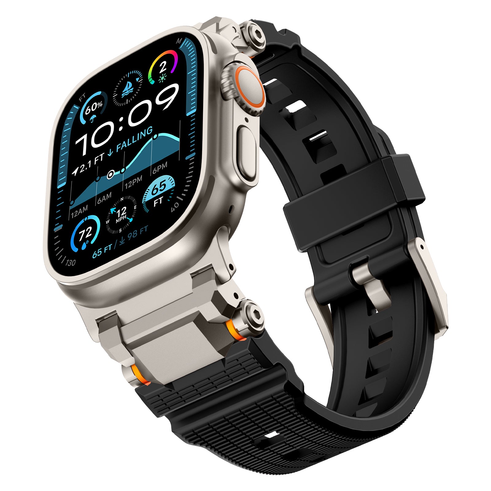 Apple Watch 'Adventurer' Silicone Strap (Black with Titanium)