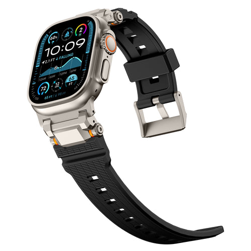 Apple Watch 'Adventurer' siliconen band (zwart met titanium)