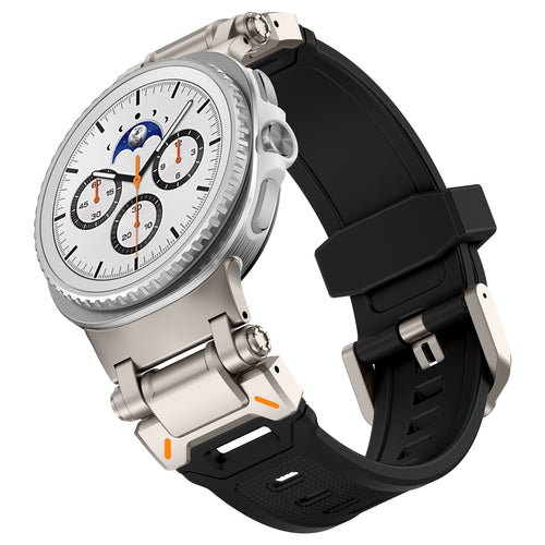 Samsung Galaxy Watch 8 - 44mm 'Explorer' silicone band (zwart met titanium)