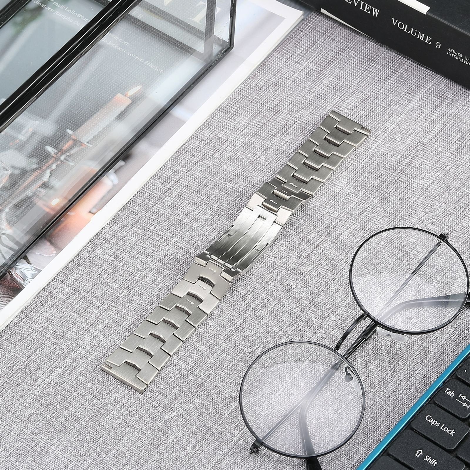 Correa titanio granulado (cierre plano) Huawei Watch Ultimate (plata)