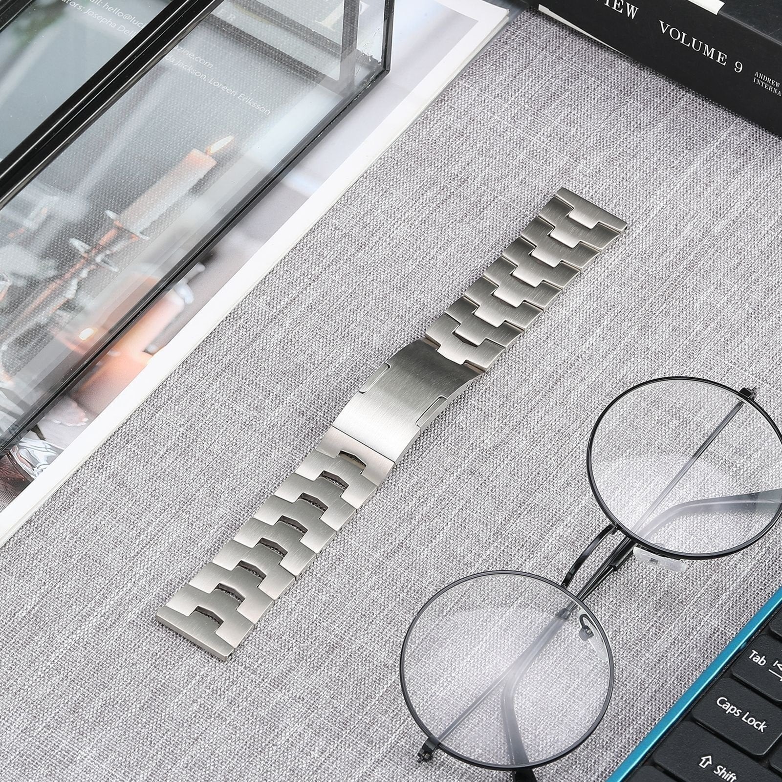 Correa titanio granulado (cierre plano) Huawei Watch Ultimate (plata)