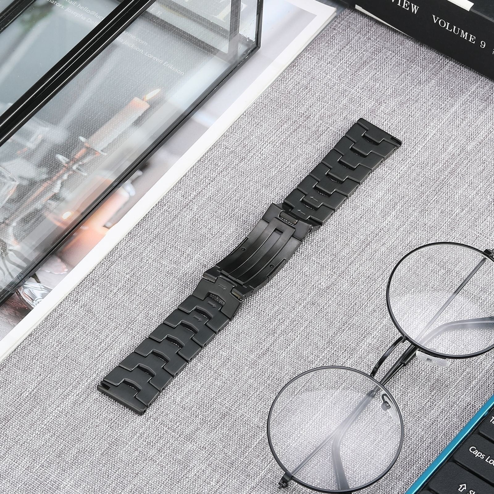 Correa titanio granulado Huawei Watch GT 5 - 46mm - cierre plano (negro)