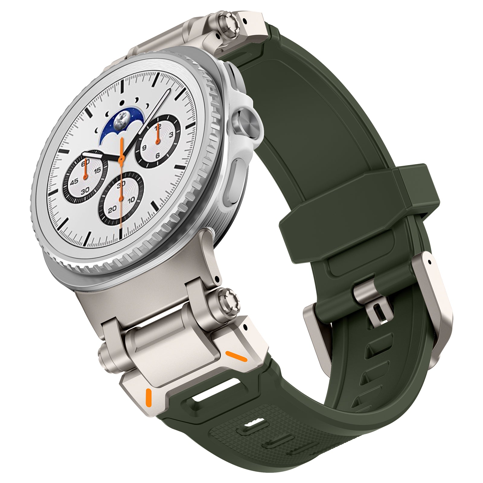 Samsung Galaxy Watch 8 - 44mm 'Explorer' Silikonarmband (Grün mit Titan)