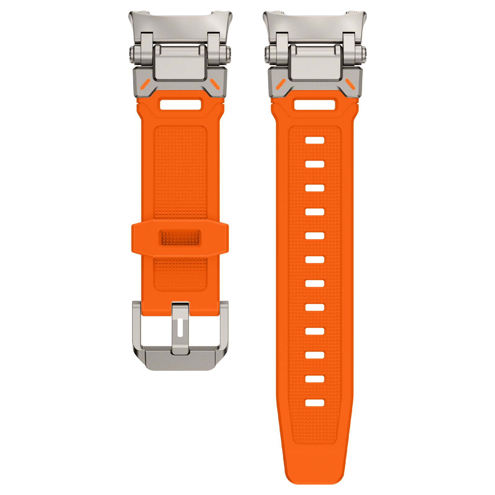Samsung Galaxy Watch 8 - 44mm 'Explorer' Silikonarmband (Orange mit Titan)