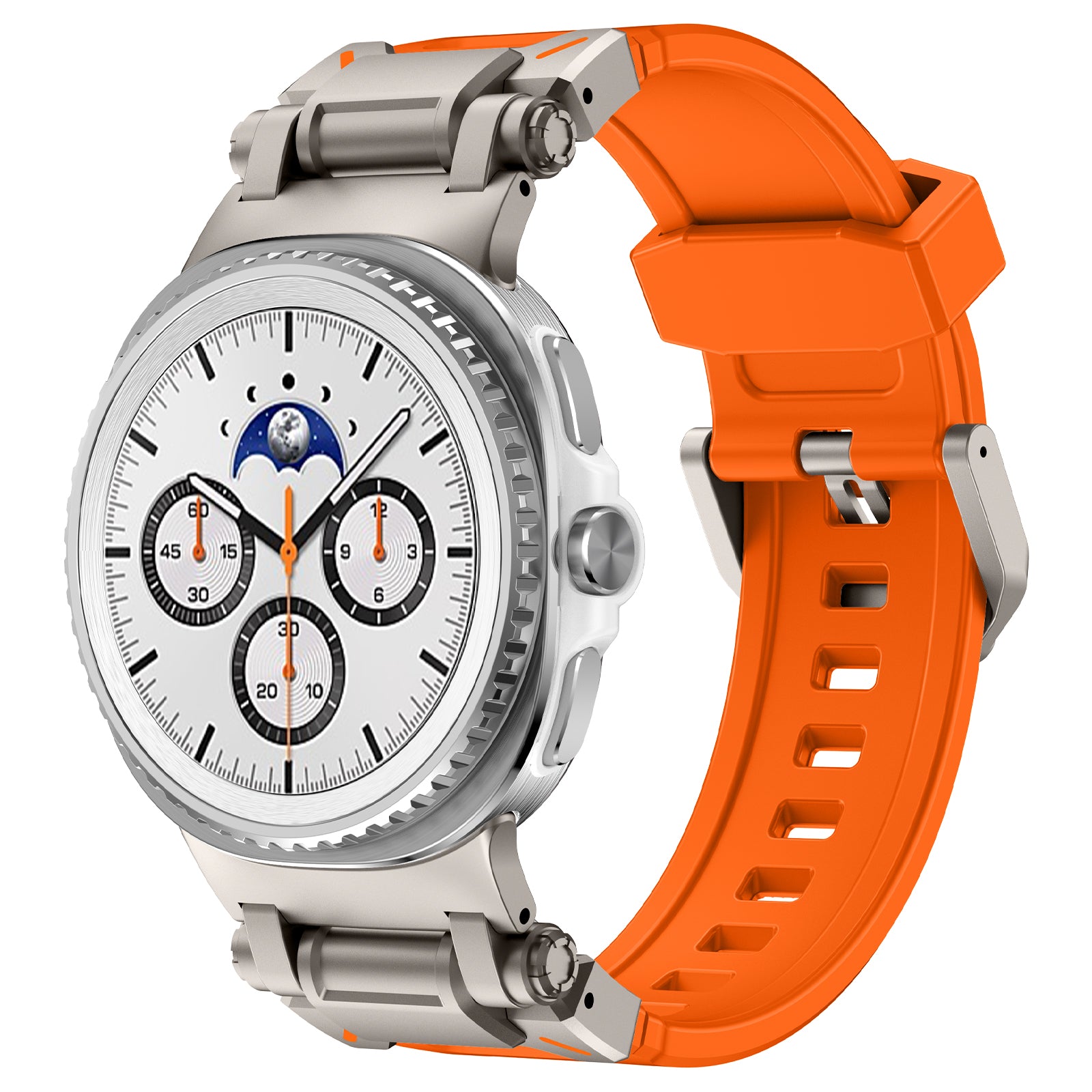 Samsung Galaxy Watch 8 - 44mm 'Explorer' Silikonarmband (Orange mit Titan)