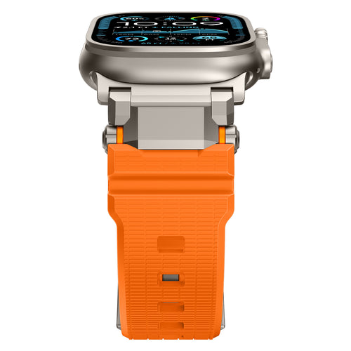 Bracelet silicone 'Adventurer' Apple Watch (orange avec titane)
